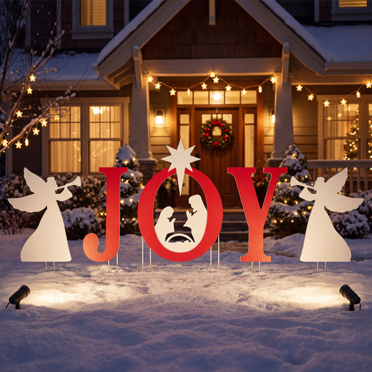 5 PCS Nativity Christmas Yard Sign Set, Angels, Red Christmas Decor & Accessories Red at Gallery Canada