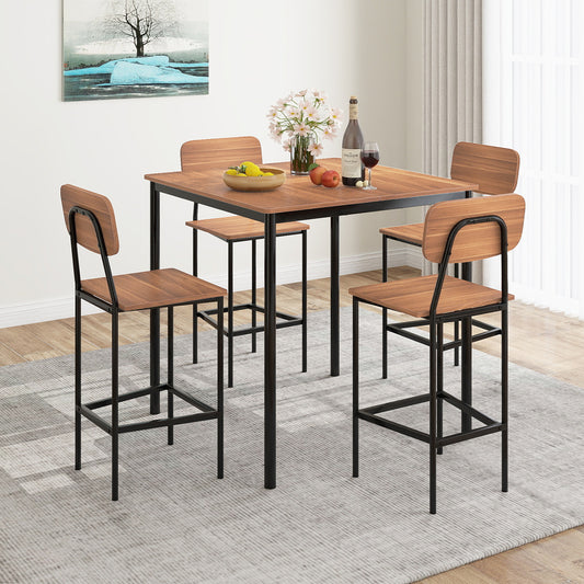Industrial Dining Table Set, 5-Piece, Counter Height, Teak Dining Room Sets Teak at Gallery Canada