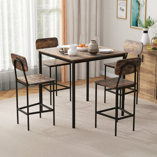 Industrial Dining Table Set, 5 Pieces, Counter Height Table, 4 Bar Stools Dining Room Sets Coffee at Gallery Canada