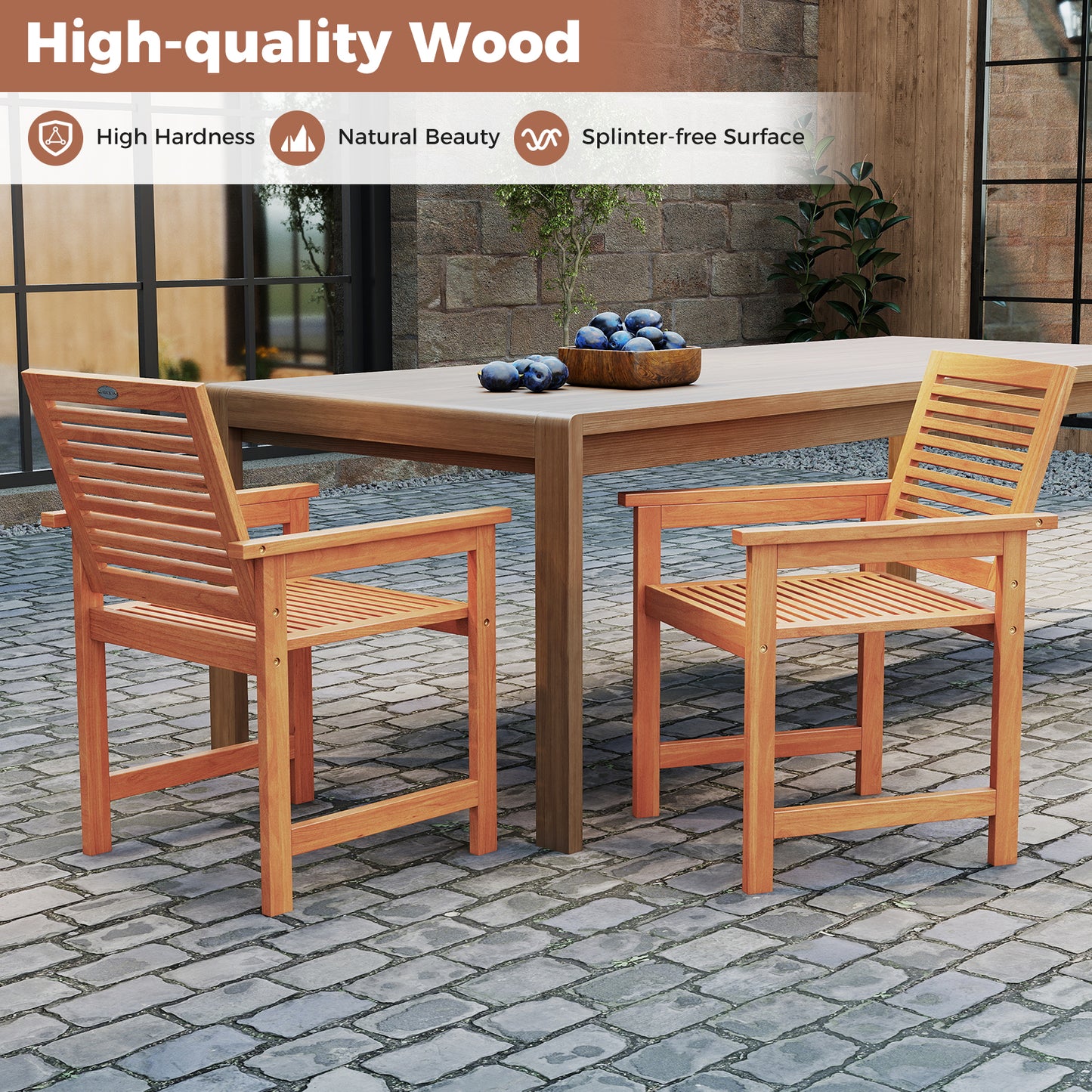 5 Piece Patio Wood Dining Set, Outdoor Rectangular Table and Chairs Patio Dining Sets at Gallery Canada