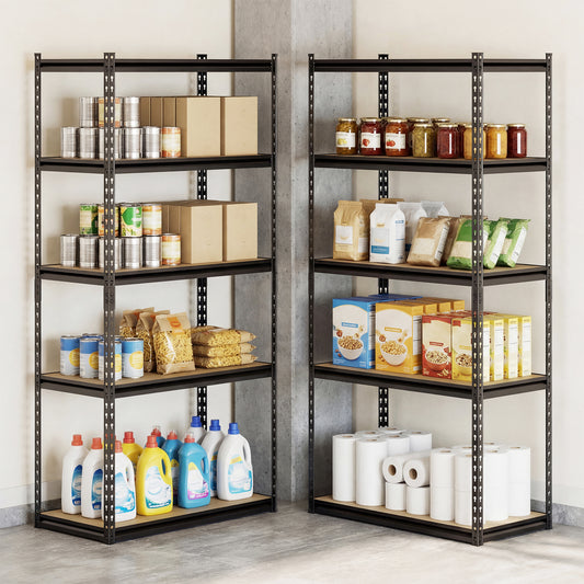 5-Tier Garage Shelving, 2200 LBS Metal Storage Rack, Set of 4 Garages Black at Gallery Canada