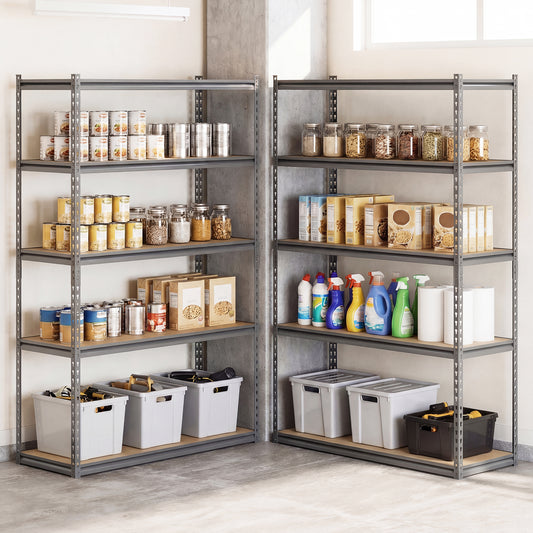 5-Tier Garage Shelving, 2200 LBS Metal Storage Rack, Adjustable, Set of 2 Garages Gray at Gallery Canada