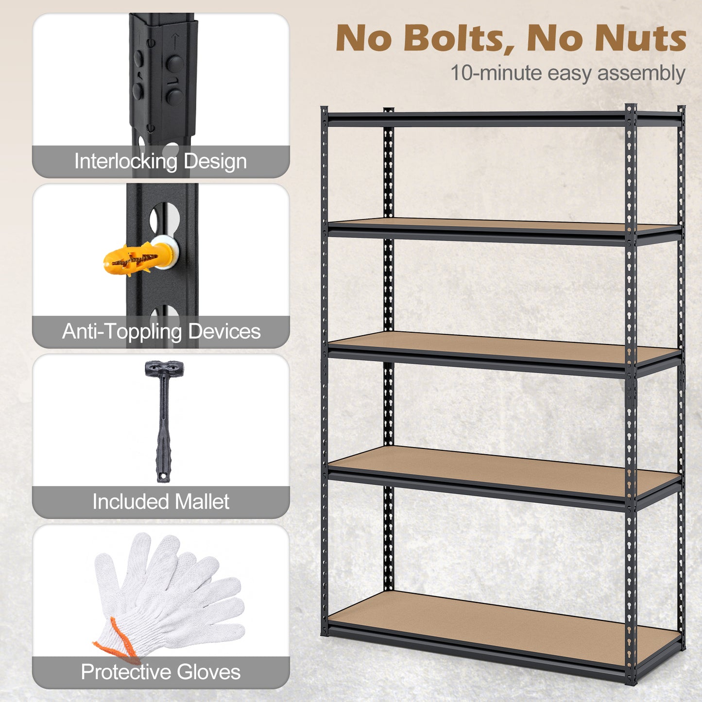 5-Tier Garage Shelving Unit, 1 Piece, Black Garages at Gallery Canada