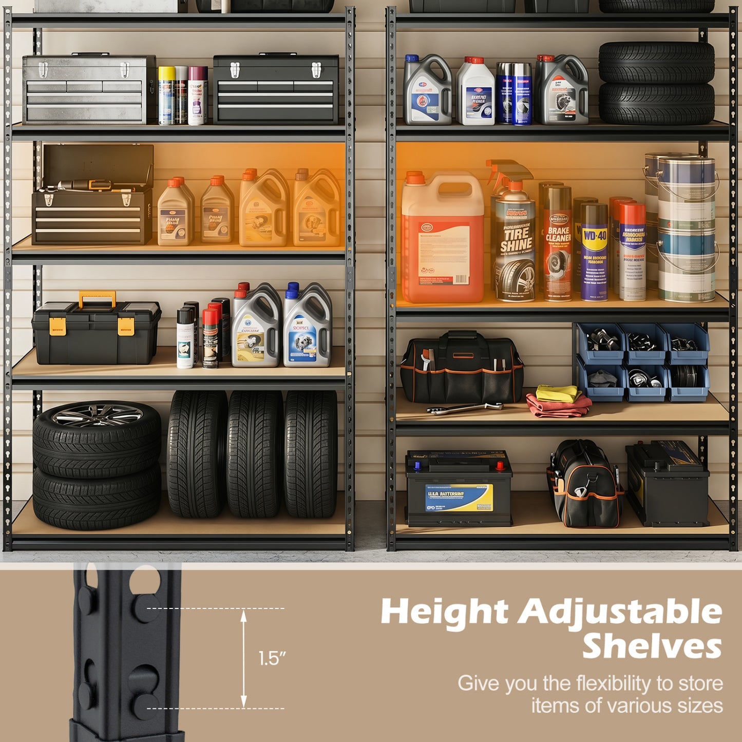 5-Tier Garage Shelving Unit, 3-Pack, Black Garages at Gallery Canada