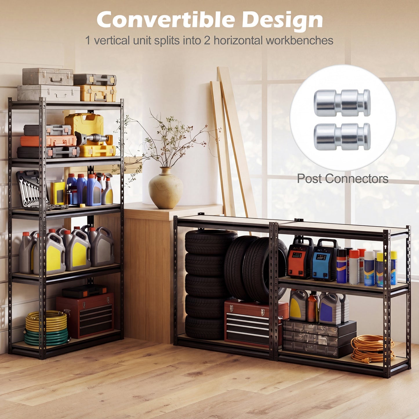 5-Tier Garage Shelving Unit, 2200 LBS Heavy Duty Metal Storage Shelves, Black Garages at Gallery Canada