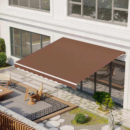13' X 10' Electric Awning With Remote, Aluminum Frame For Deck Balcony, Black Deck Awnings Coffee at Gallery Canada