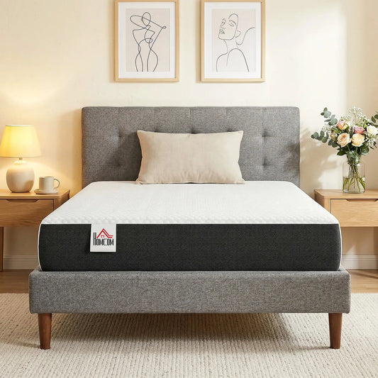 Twin 8 Inch Memory Foam Mattress, Medium Firm, CertiPUR-US Mattresses White, Grey at Gallery Canada