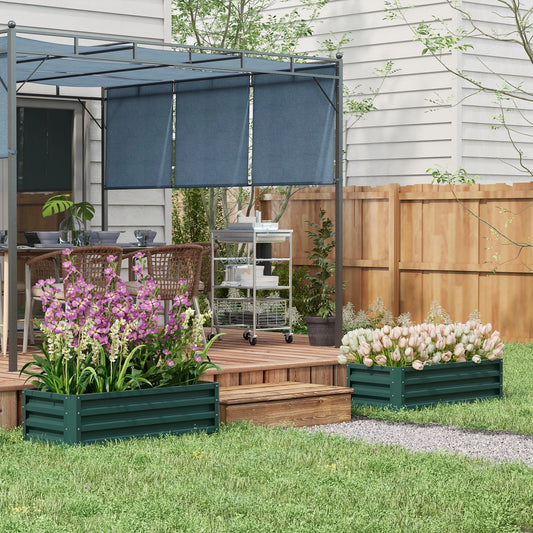 Galvanized Raised Garden Beds, Set of 2, Outdoor Planter Box, Green