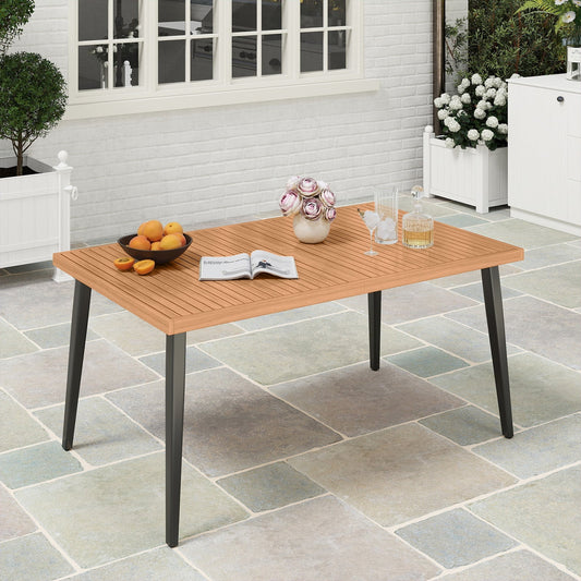 63 Inches Outdoor Indoor Dining Table with 1.97 Inches Umbrella Hole and Metal Legs Patio Dining Tables Options at Gallery Canada