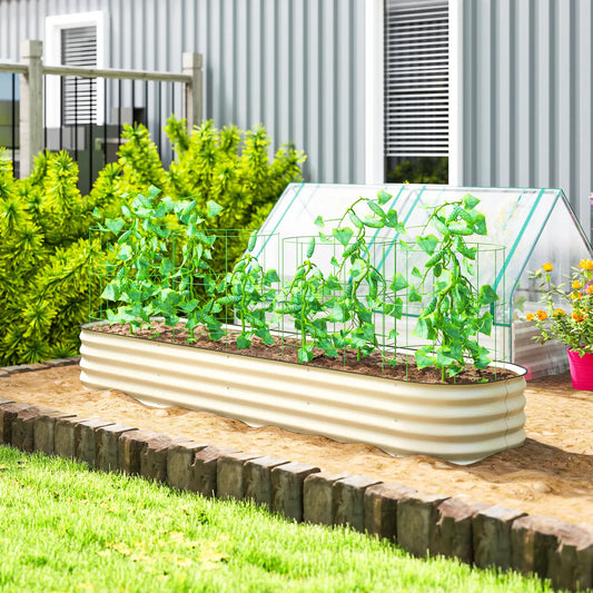 7.9 x 2 x 1ft Galvanized Raised Garden Bed Kit, Metal Planter Box, Cream White Galvanized Planter Boxes Cream at Gallery Canada
