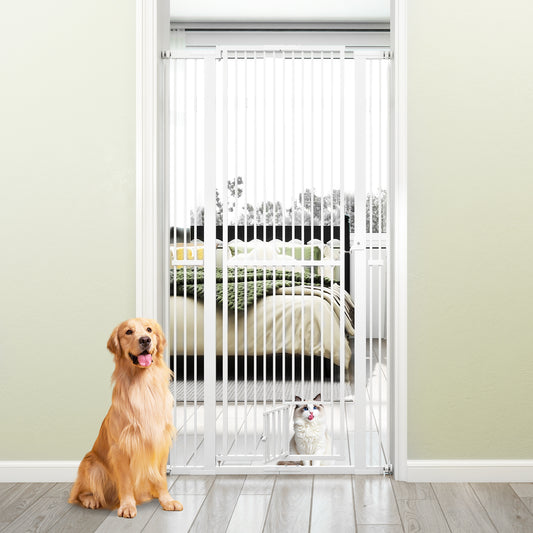 Extra Tall Pet Gate, 67.5" Metal Cat Gate, 30.5"-41" Wide Opening, White Pet Gate White at Gallery Canada