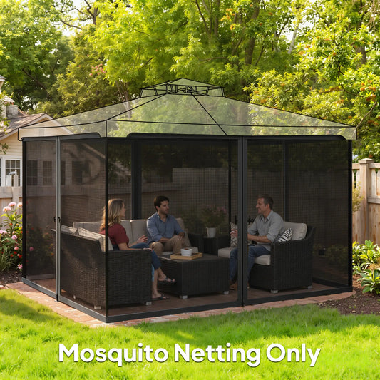 Gazebo Mosquito Netting, 12' x 12', Screen Walls With Zippers, Black Gazebo Sidewalls Black at Gallery Canada