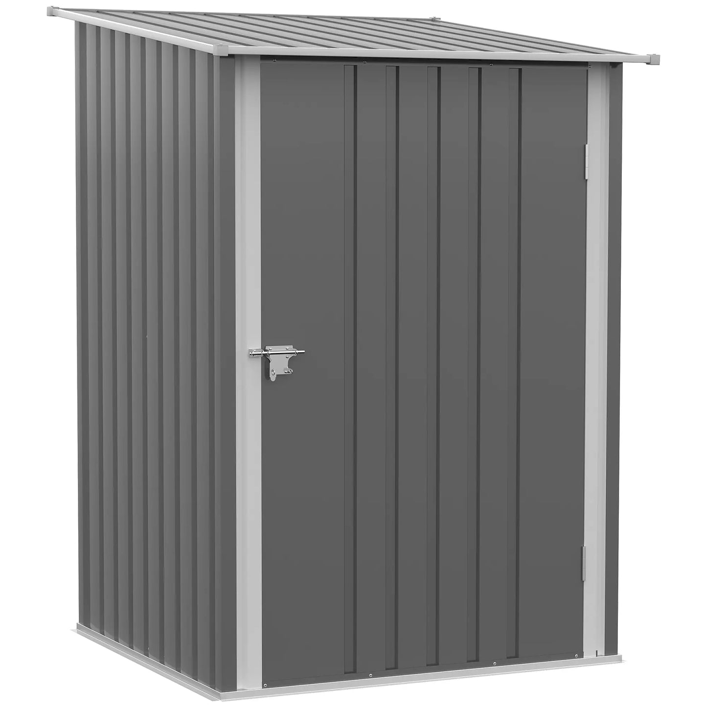 3.3' x 3.4' Lean-To Garden Shed, Galvanized Steel Tool House, Lockable Door, Grey Sheds at Gallery Canada