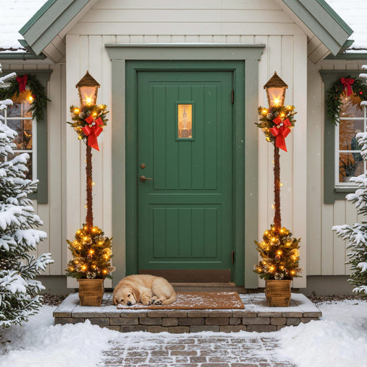 6.1 Feet Christmas Pre-lit Street Lamp Set of 2, Yellow Christmas Decor & Accessories Yellow at Gallery Canada