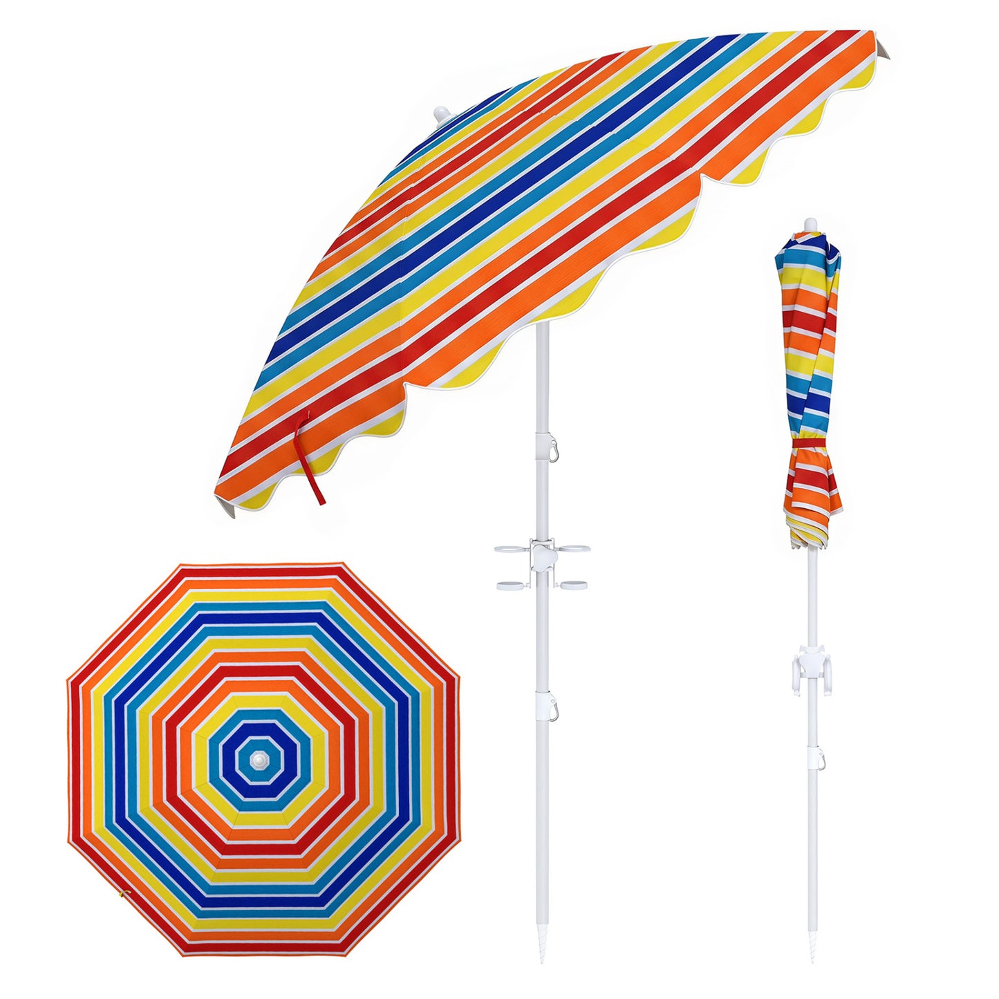 6.5 FT Beach Umbrella UPF 50+ With Sand Anchor Outdoor Umbrellas at Gallery Canada
