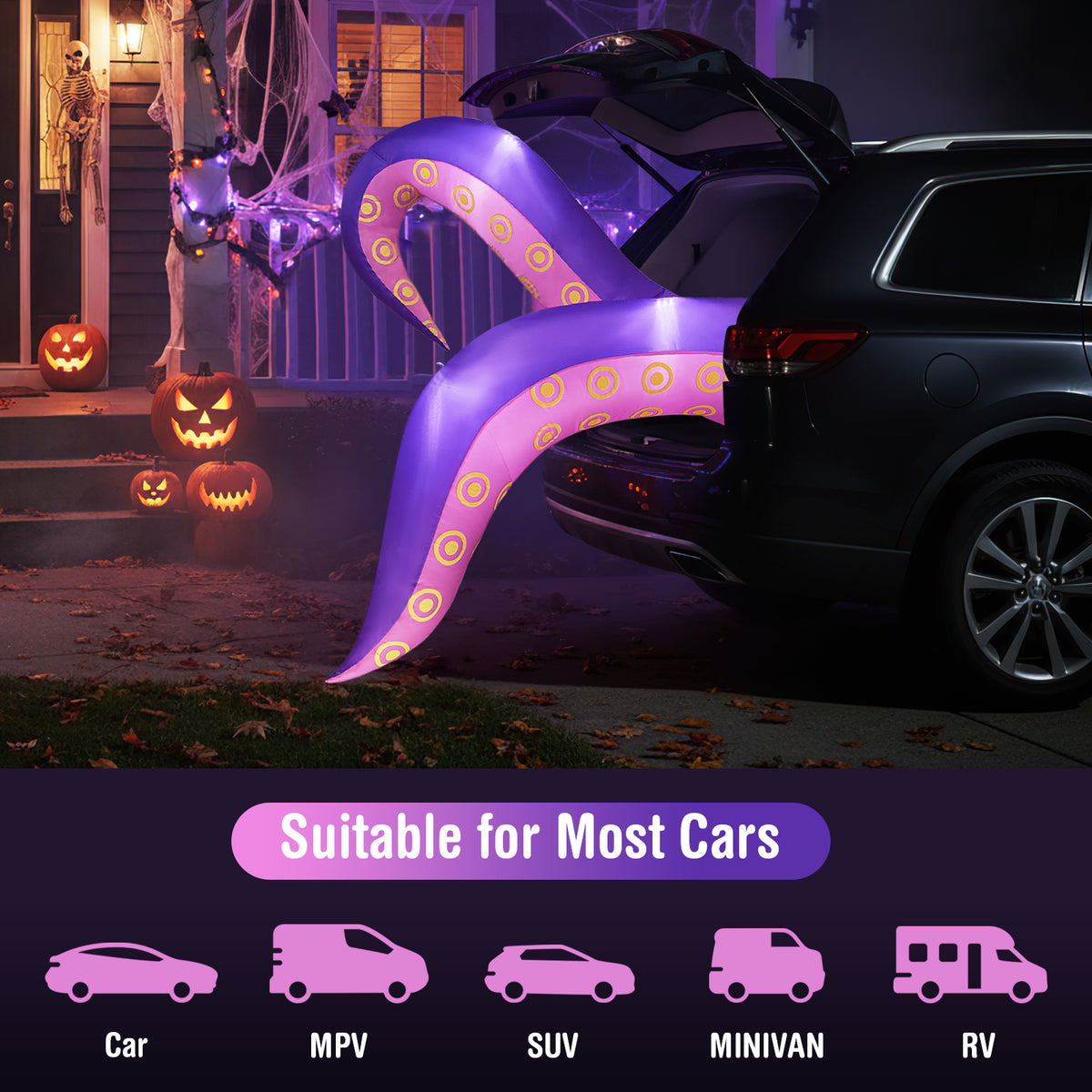 6.5 Ft Inflatable Tentacles With LED Lights, Suction Cups Halloween at Gallery Canada