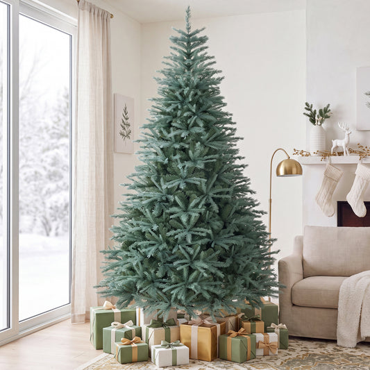 8 Ft Artificial Spruce Christmas Tree with 1765 Tips, Blue & Green Christmas Tree Blue & Green at Gallery Canada