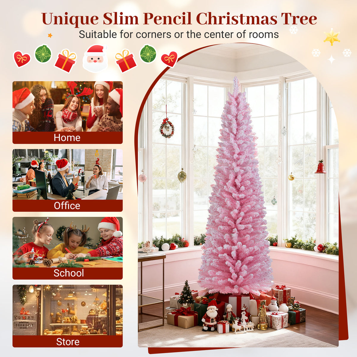 6 FT Artificial Christmas Tree, 460 Branch Tips, Folding Metal Stand, Pink Christmas Tree at Gallery Canada