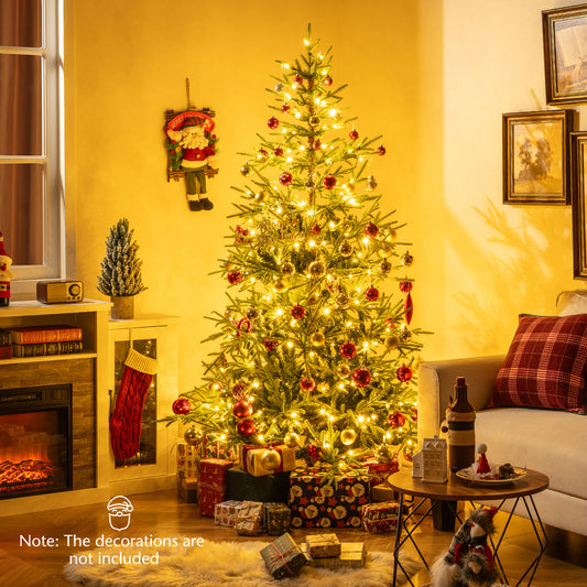 6 FT Pre-Lit Artificial Christmas Tree Hinged Xmas Tree with 250 Warm White & Multicolored LED Lights Christmas Tree Options at Gallery Canada