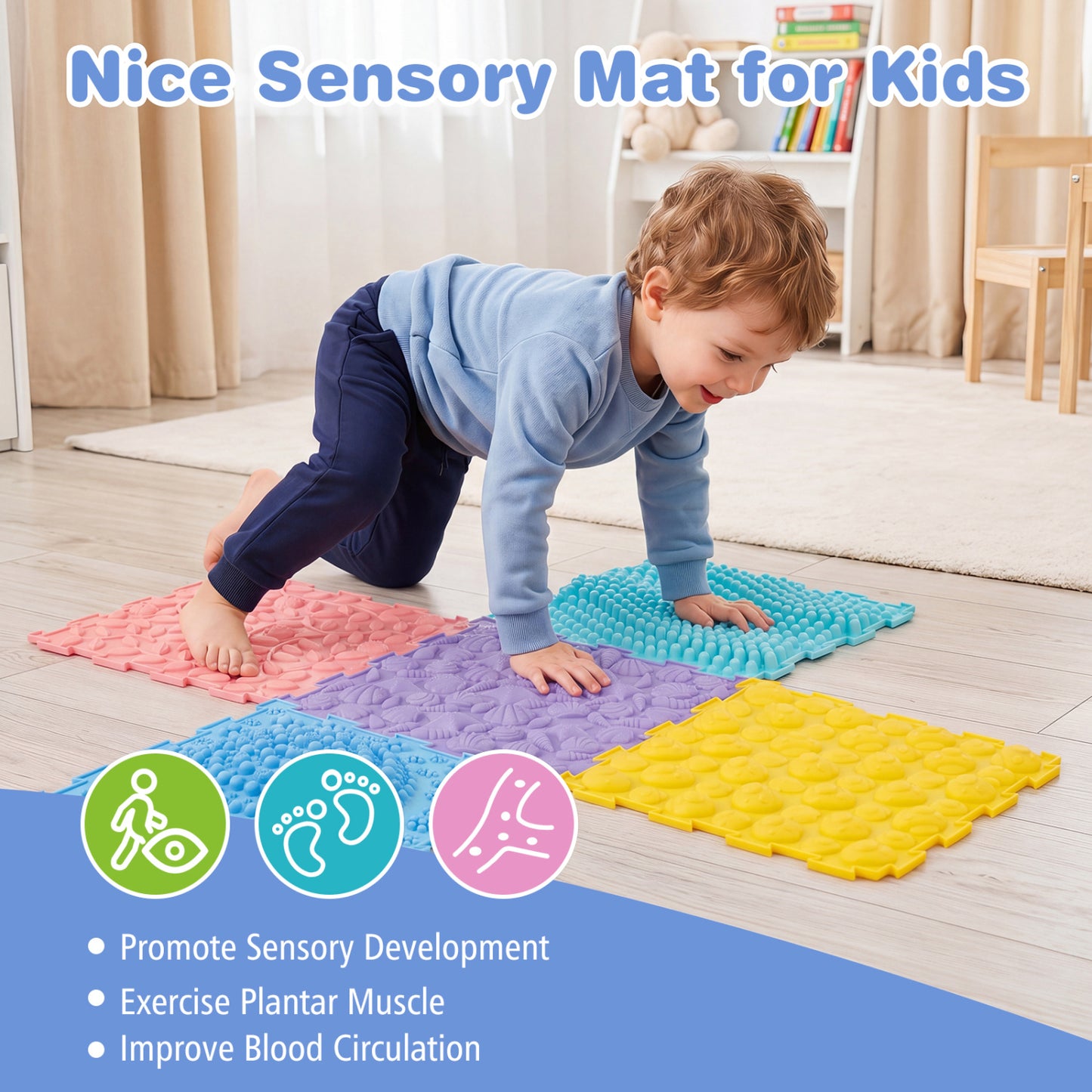 6 PCS Interlocking Sensory Mats with Rich Colors for Kids Adults, Color Baby Gyms & Playmats at Gallery Canada