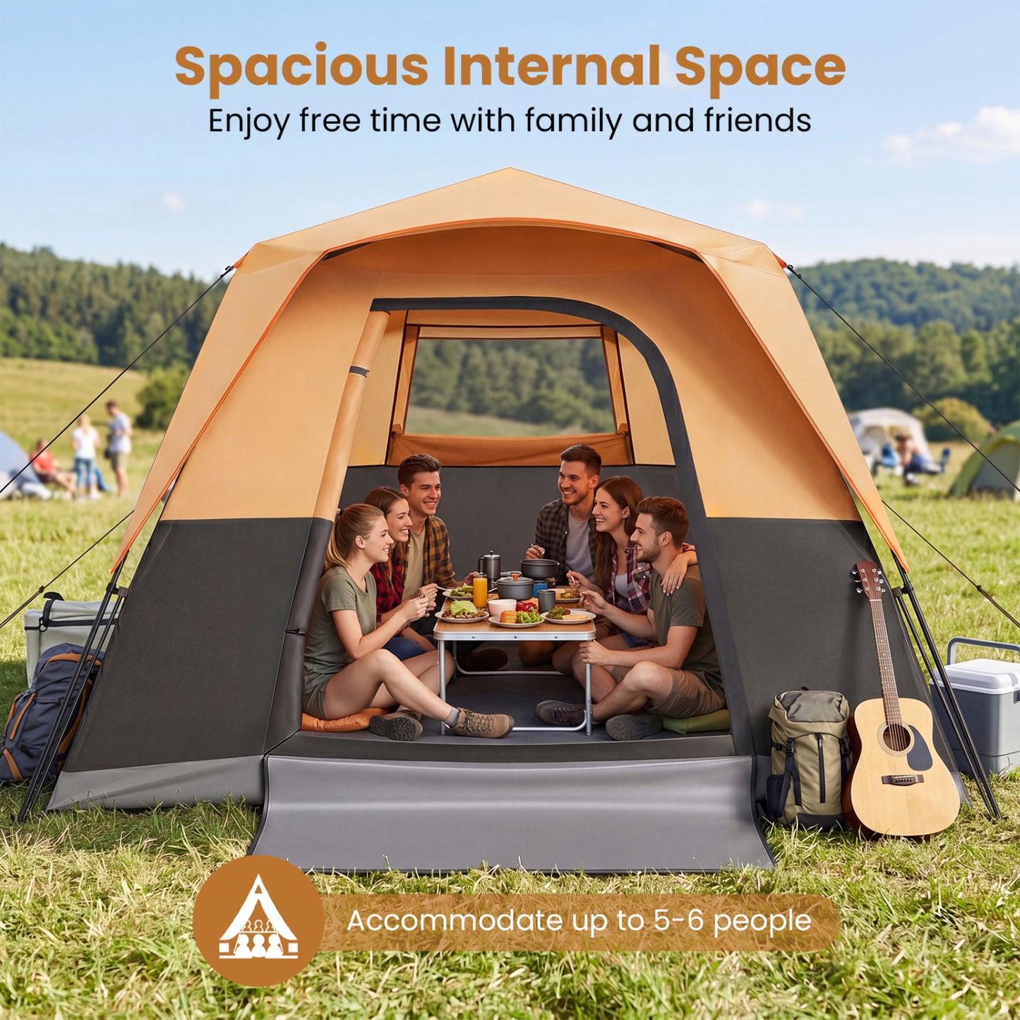 6-Person Blackout Instant Cabin Tent, Orange Tents at Gallery Canada