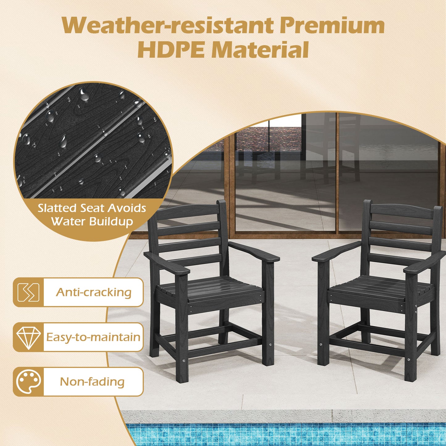6-Piece Patio Dining Set, HDPE Weather Resistant, Black Patio Dining Sets at Gallery Canada