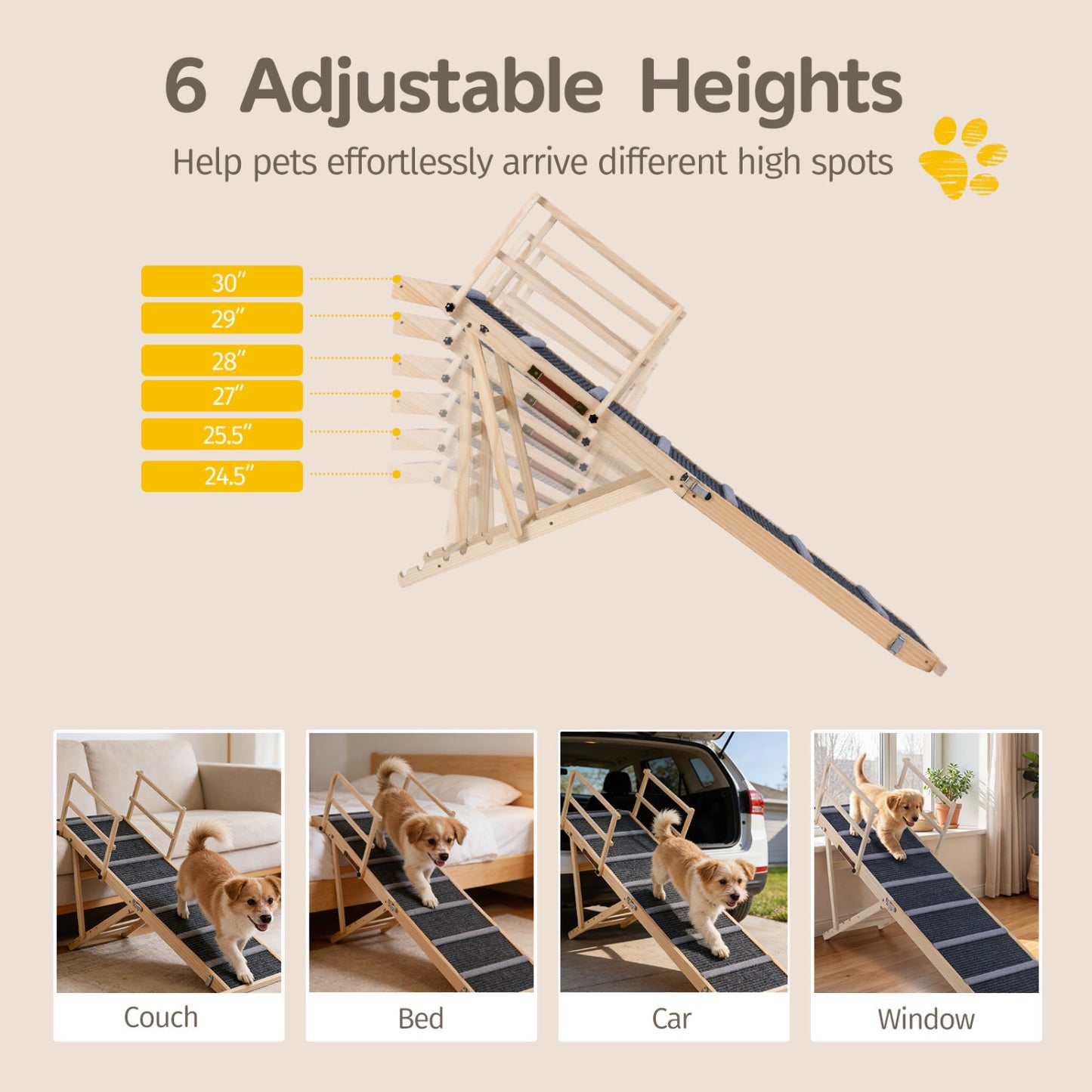 6-Level Adjustable Foldable Dog Ramp, Dark Gray Dog Supplies at Gallery Canada