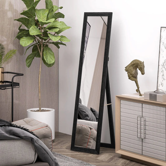 15" x 62" Full Length Mirror, Free Standing, Black Full Length Mirrors Black, Clear at Gallery Canada