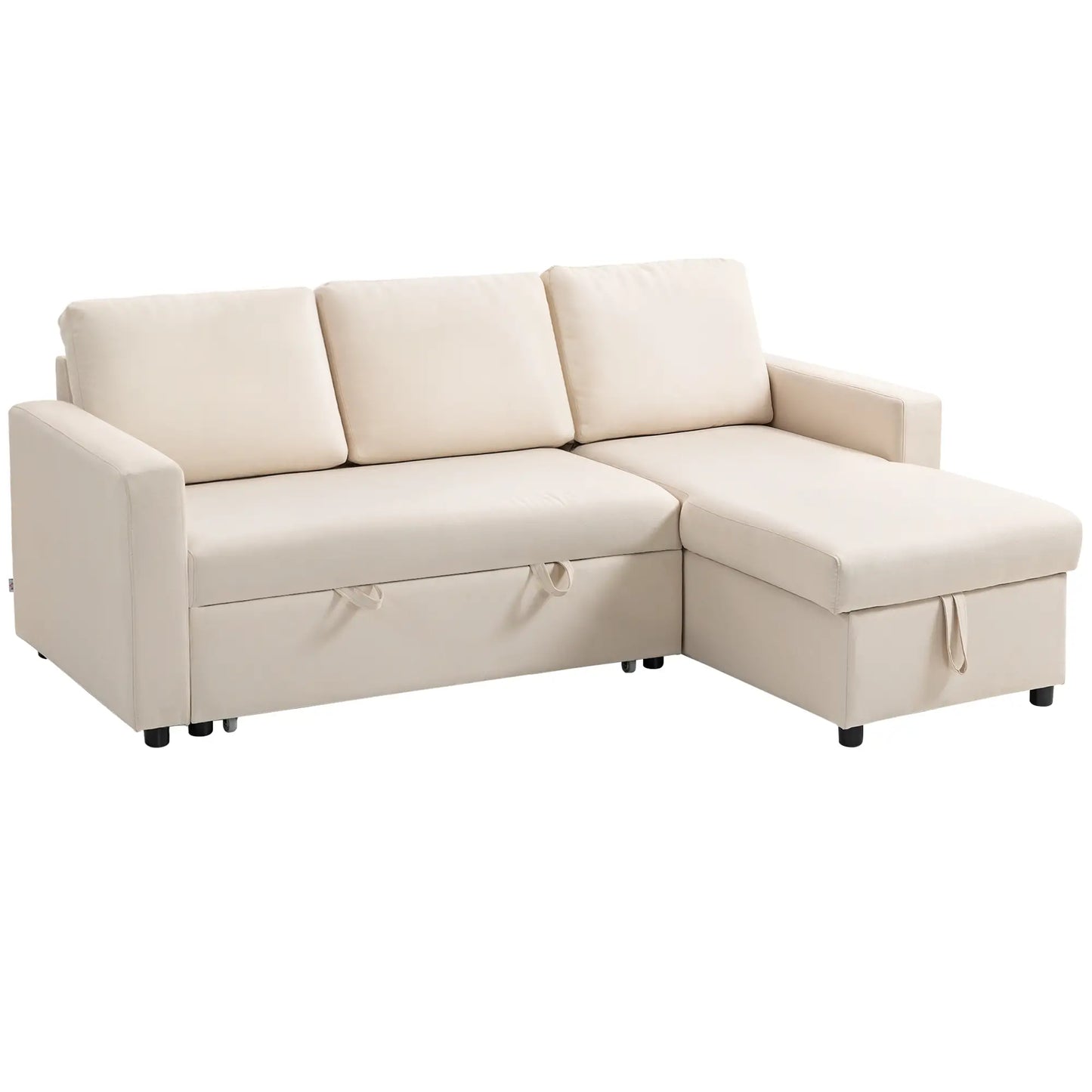 83" Sofa Bed, L Shaped Sectional Couch with Storage Chaise, Cream White Sofas & Reclining Chairs at Gallery Canada