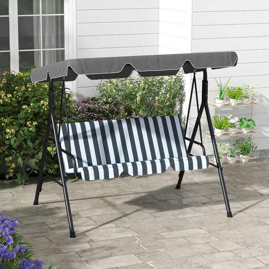 3-Seater Outdoor Porch Swing, Adjustable Canopy, White, Grey Patio Swings with Stand White and Grey at Gallery Canada