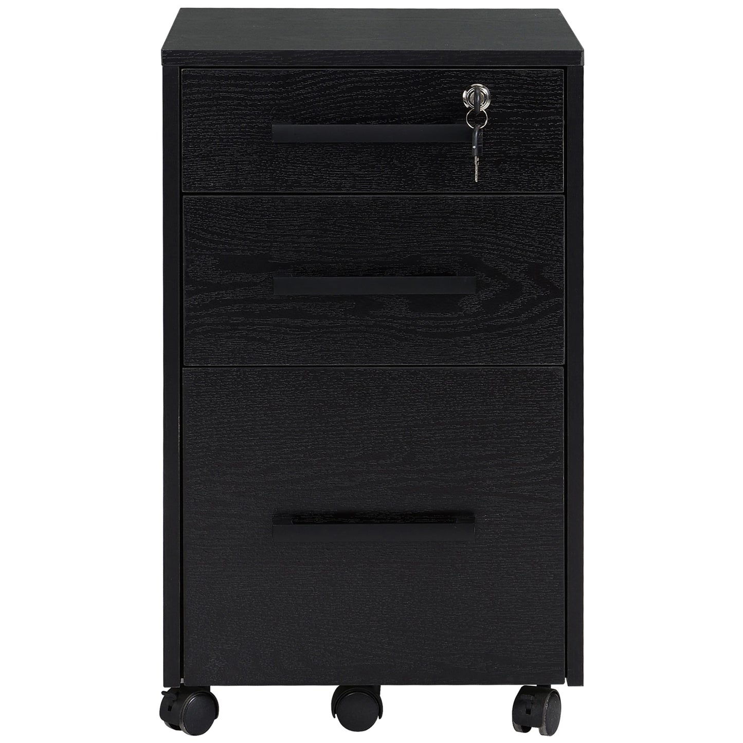 Lockable 3 Drawer Vertical File Cabinet, Hanging Bars, Letter and A4 Size, Black Office Cabinets & Cupboards at Gallery Canada