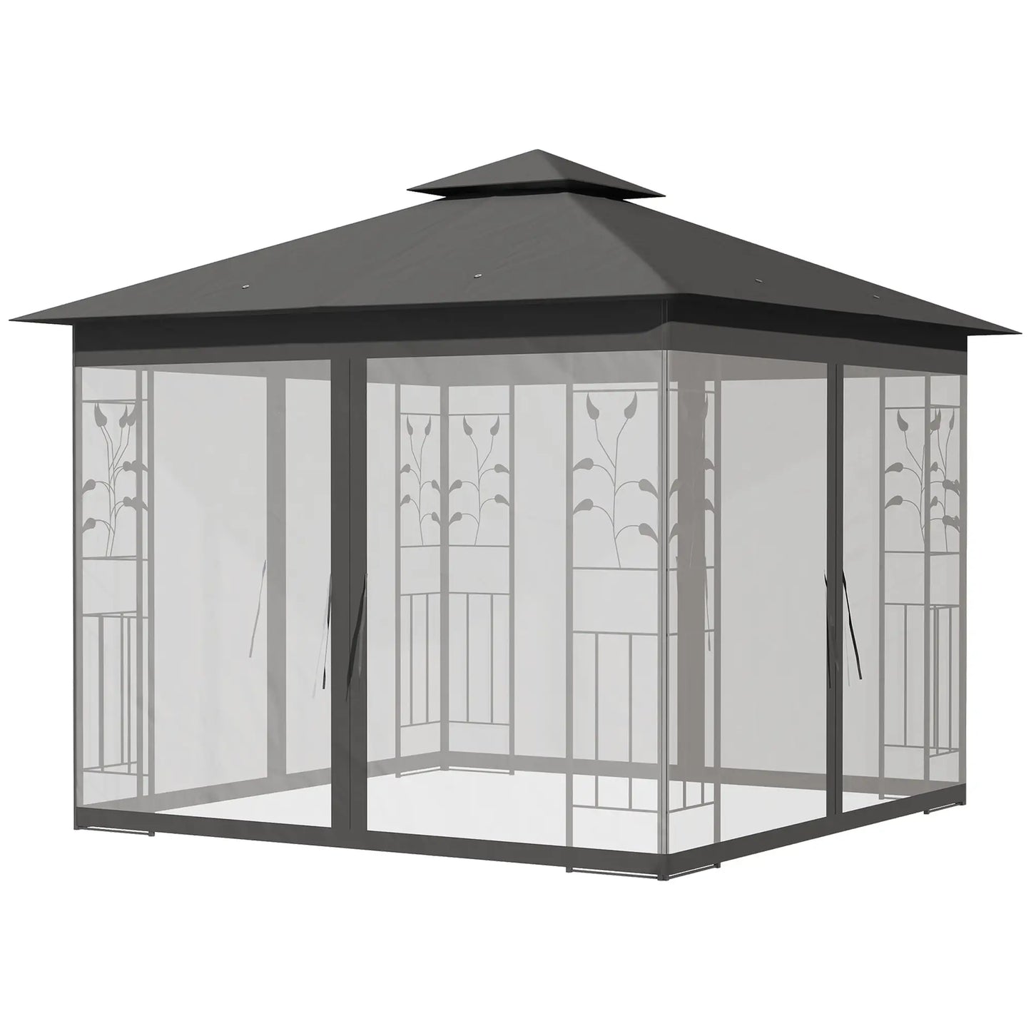10'x10' Steel Patio Gazebo, Soft-Top, Polyester Roof, Grey Gazebos at Gallery Canada