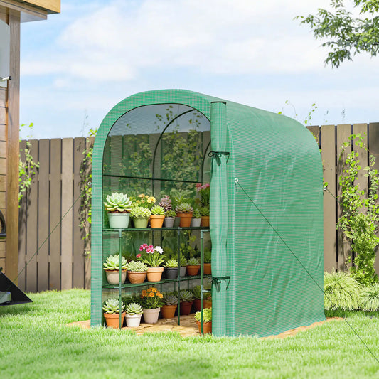 Walk-In Mini Greenhouse With Shelves, Portable Outdoor, 123 x 187 x 189 cm, Green Portable Greenhouses Green at Gallery Canada