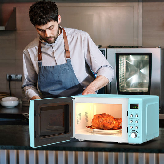 700W Retro Microwave Oven, 5 Power Levels, Auto Cook, Green Toaster Ovens Green at Gallery Canada