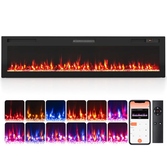 72 Inch Smart WiFi Electric Fireplace, Recessed, Wall Mounted Fireplaces Options at Gallery Canada