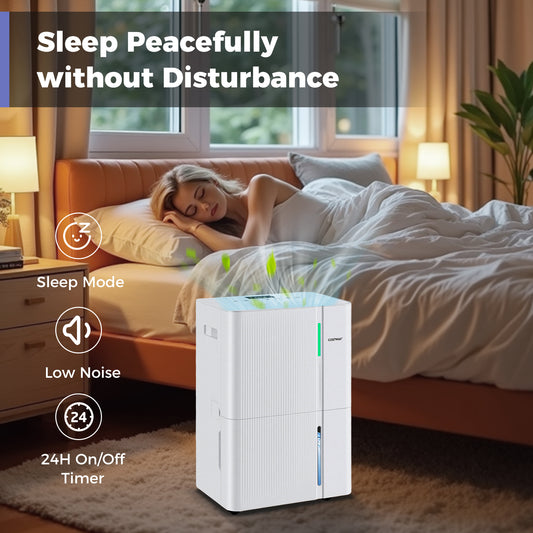 74/96 Pints Dehumidifier, 4500/5500 Sq. Ft, 3 Modes, White Dehumidifiers White at Gallery Canada