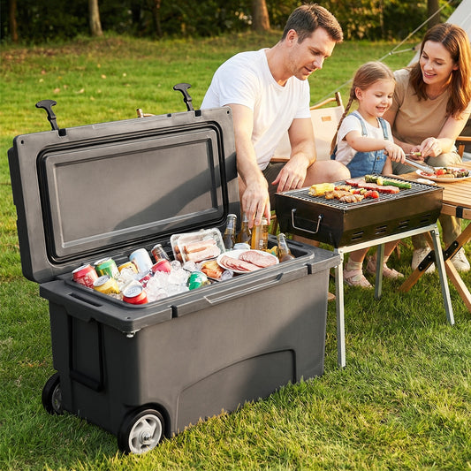 75 Quart Portable Hard Cooler with 6-Day Ice Retention and Wheels, Gray Coolers Gray at Gallery Canada