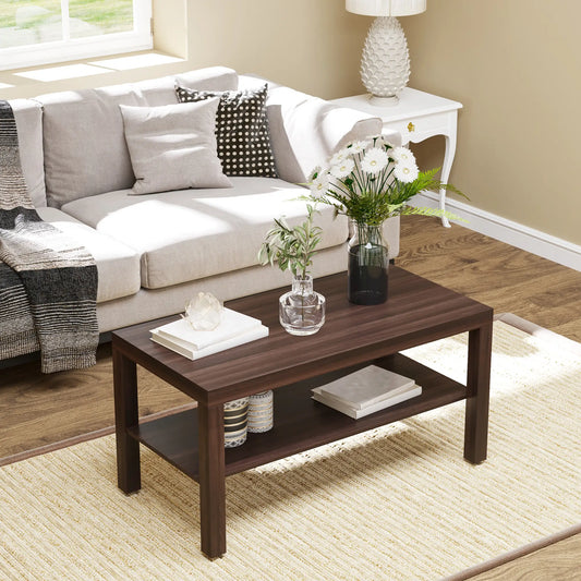 Home Office Coffee Table With Storage Shelf, Walnut Coffee Tables Walnut at Gallery Canada