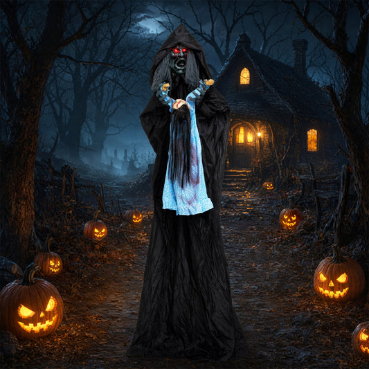 7.2 ft Animated Halloween Soul Sucker Decoration, Lowering Head, Black Halloween Black at Gallery Canada