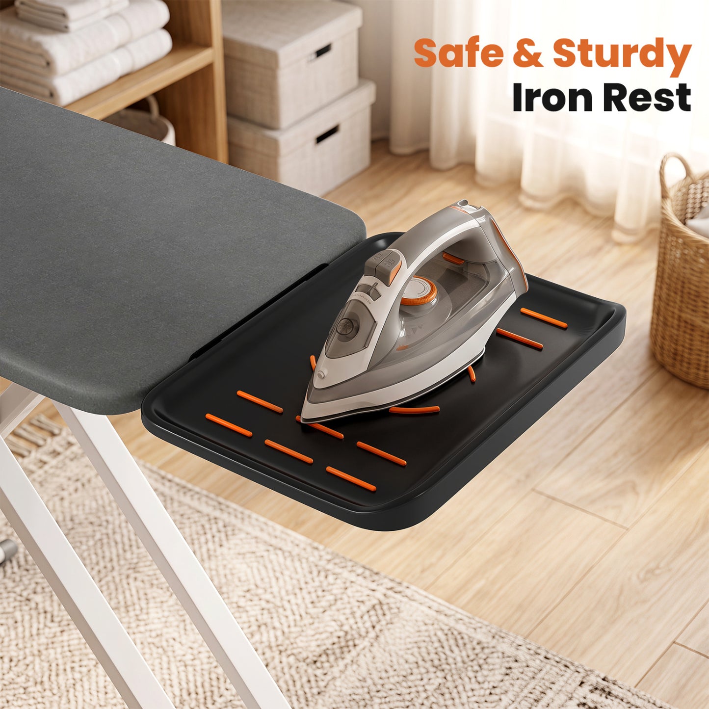 Full Size Foldable Ironing Board with Iron Rest, Heat-Resistant