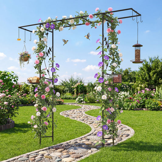84 Inch Garden Arbor Feeding Station, Black Plant Supports Black at Gallery Canada