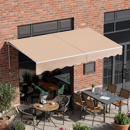 8FT × 6.5FT Retractable Aluminum Patio Sun Awning, Beige Canopies Beige at Gallery Canada