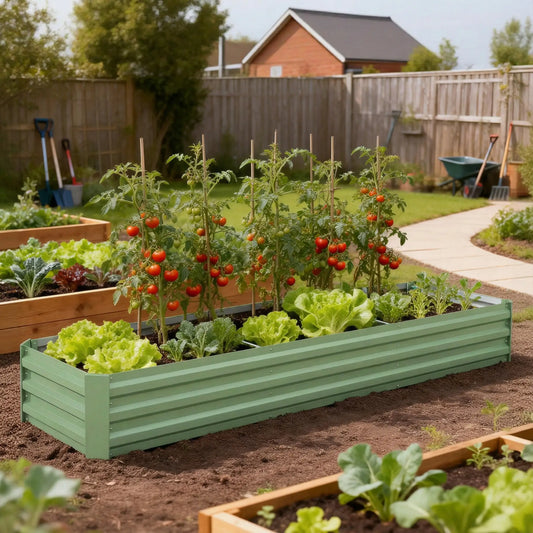 8'x2'x1' Galvanized Raised Bed, Elevated Planter Box, Light Green Galvanized Planter Boxes Light Green at Gallery Canada