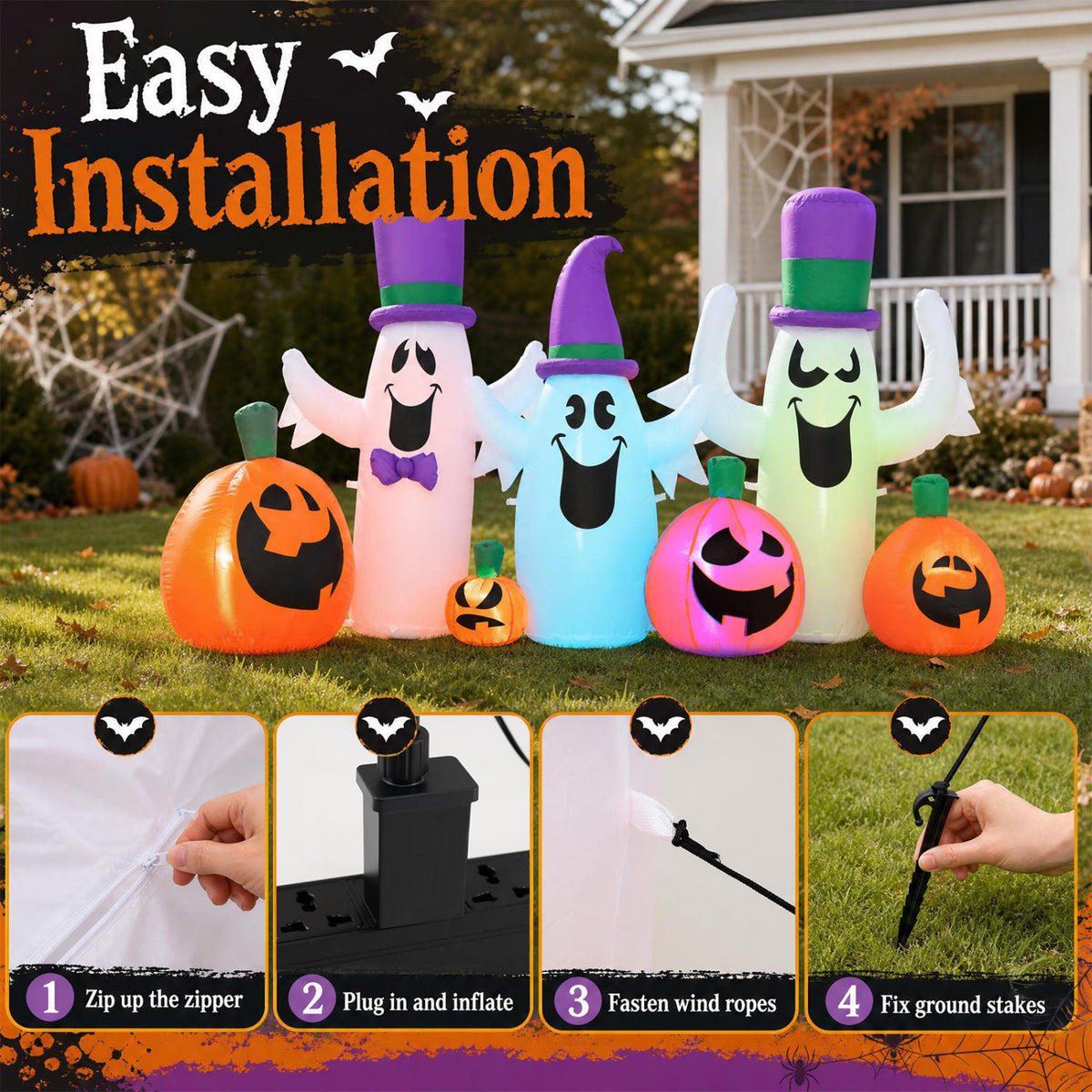 8 FT Inflatable Ghosts Pumpkins, RGB LED Halloween Halloween at Gallery Canada