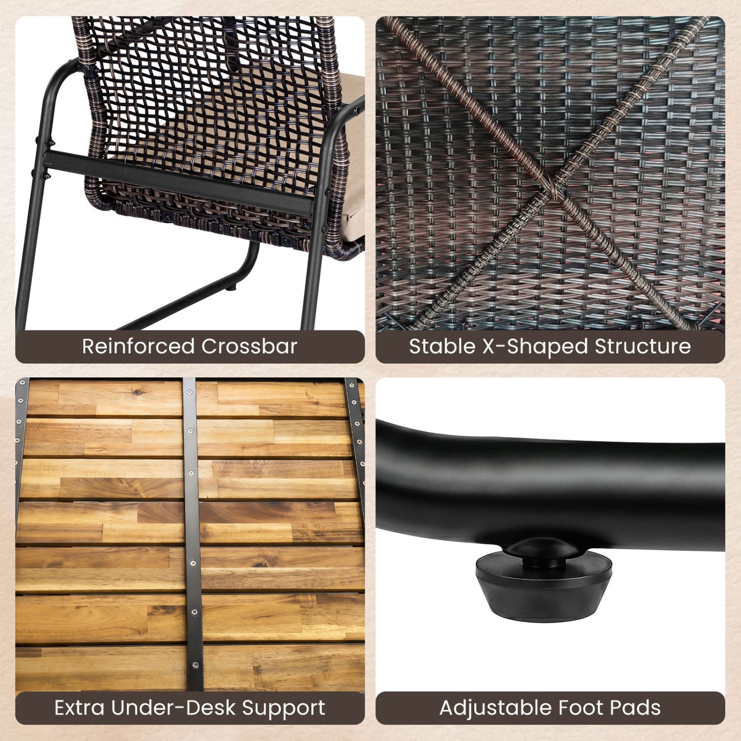8-Piece Patio Set, Acacia Coffee Table, Cushions, Beige Patio Conversation Sets at Gallery Canada