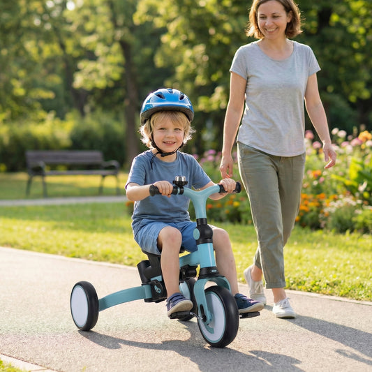 8-in-1 Folding Kids Tricycle with Removable Canopy and Push Handle, Blue Baby Strollers Blue at Gallery Canada