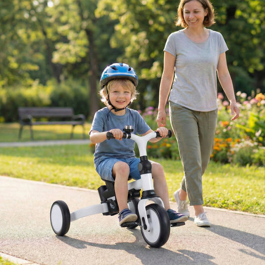 8-in-1 Folding Kids Tricycle with Removable Canopy and Push Handle, Gray Baby Strollers Gray at Gallery Canada