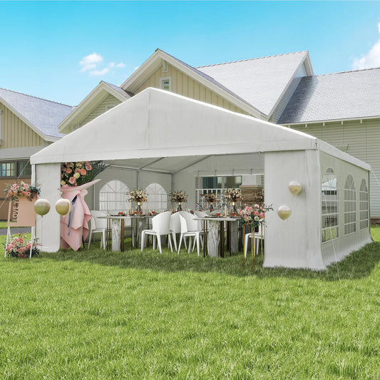20' x 20' Heavy-Duty Wedding Tent, Outdoor Party Canopy With Sidewall, White Canopy Tents White at Gallery Canada
