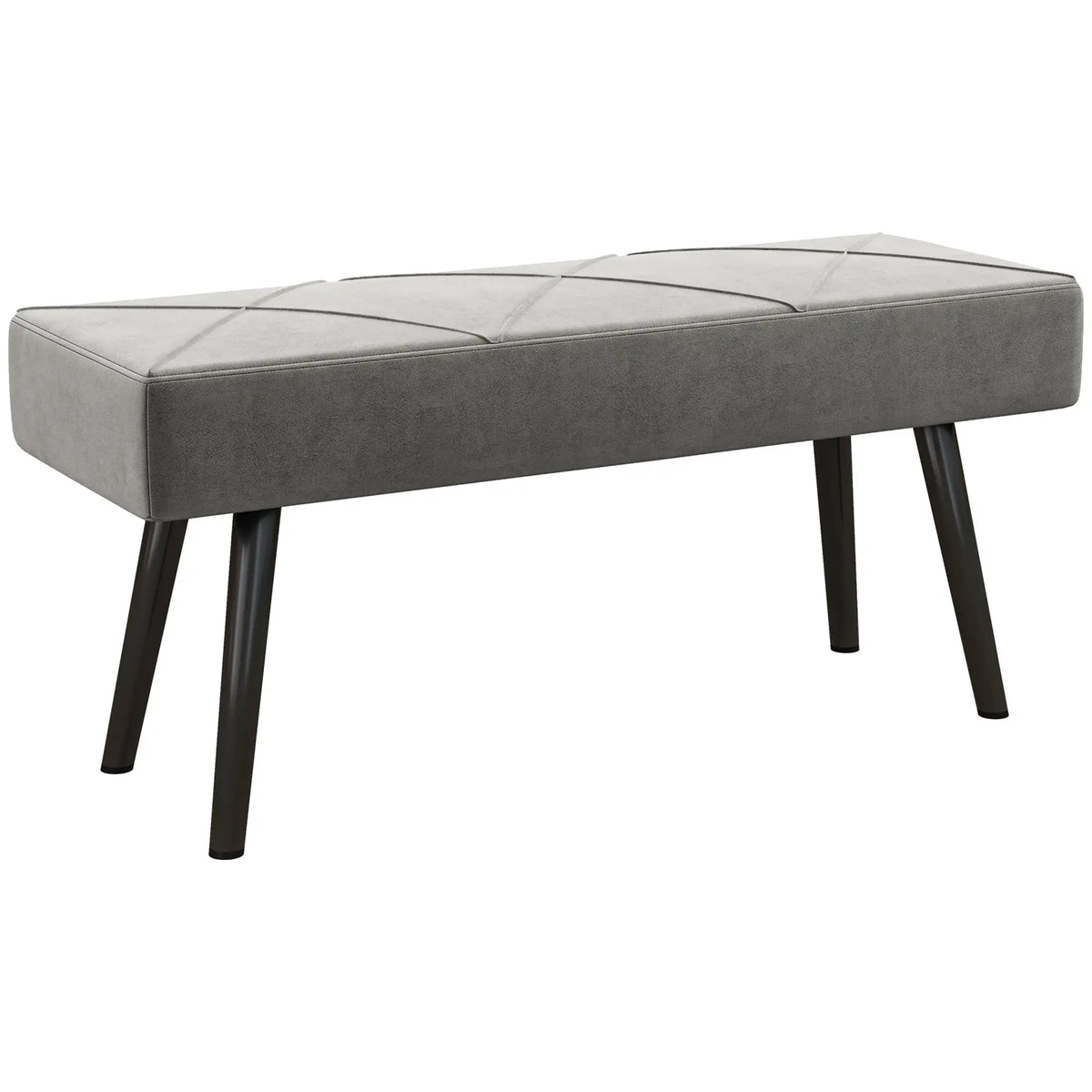 39 Inches Upholstered Bed Bench, Modern Steel Legs, Grey Storage Ottomans & Benches at Gallery Canada