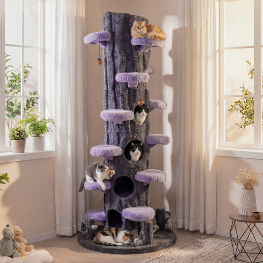 90.5 Inch Tall Cat Tree With Private Condos, Purple Cat Trees Condos & Scratchers Purple at Gallery Canada